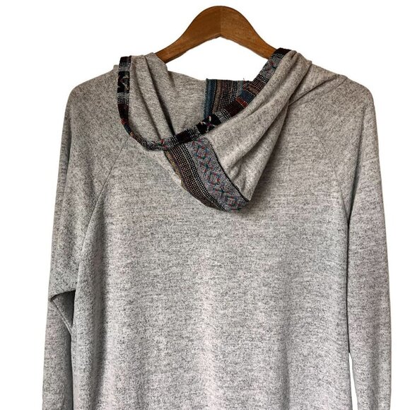 Skonhet Aztec Tribal Gray Long Sleeve Lace Up Front Hood Size 2XL - Picture 9 of 12